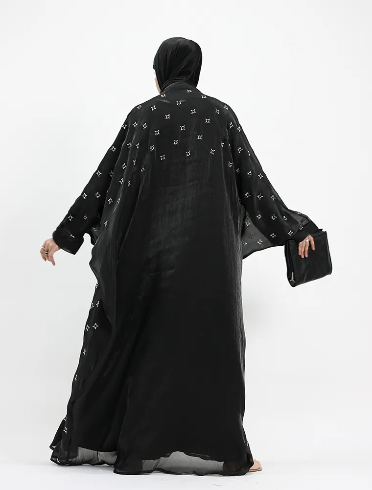 Black Sparkle Organza Kimono Set - Image 3