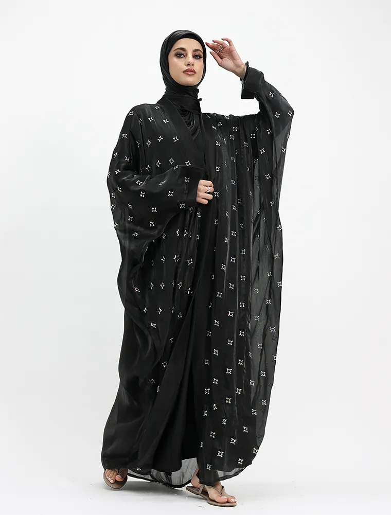 Black Sparkle Organza Kimono Set - Image 4