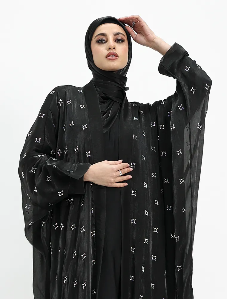 Black Sparkle Organza Kimono Set - Image 5