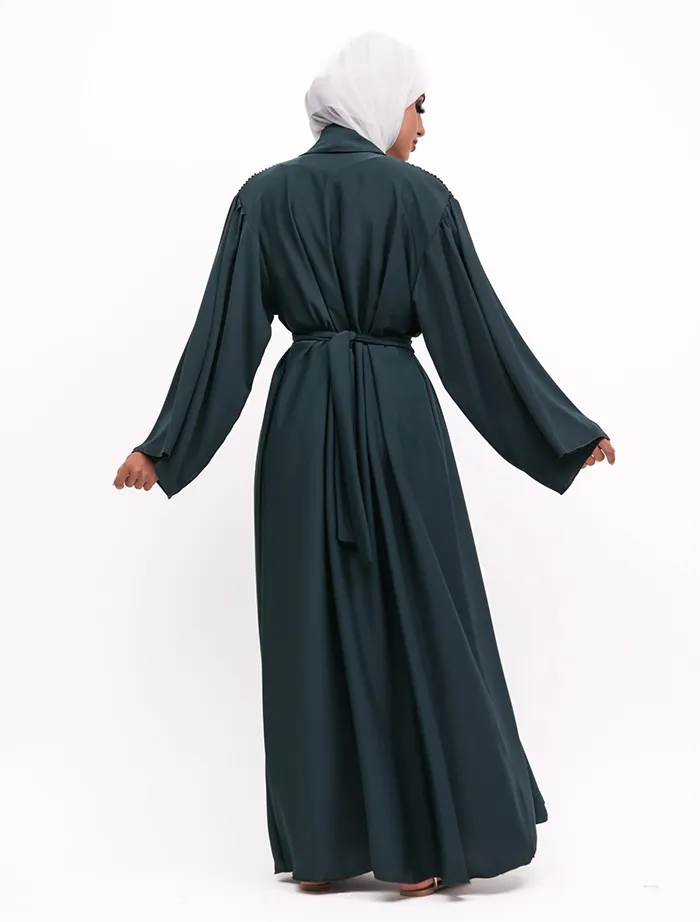 Bottle Green Aina Open Abaya - Image 4