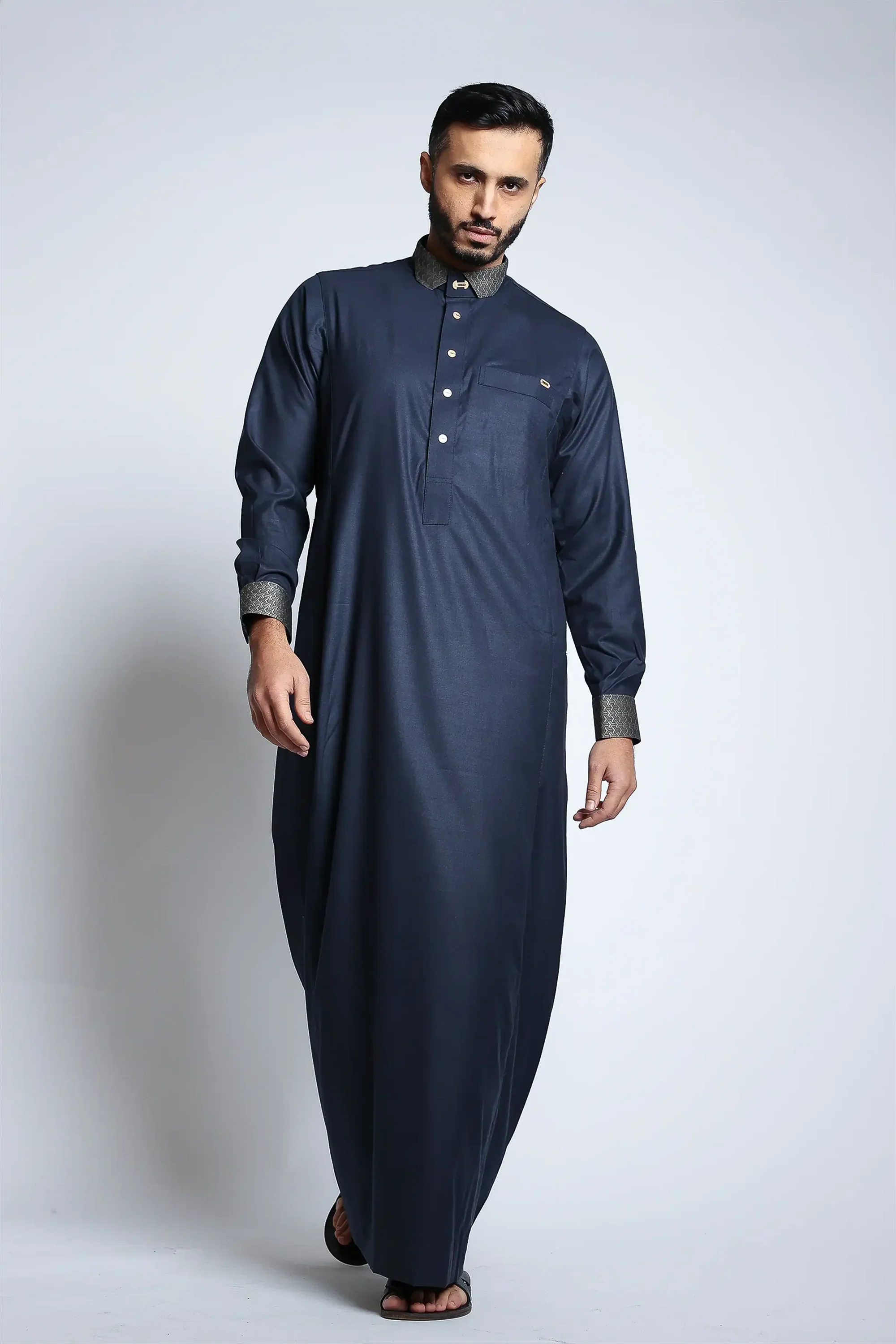 Diplomatic Blue Cutaway Thobe By Al noor- J153 - Image 3
