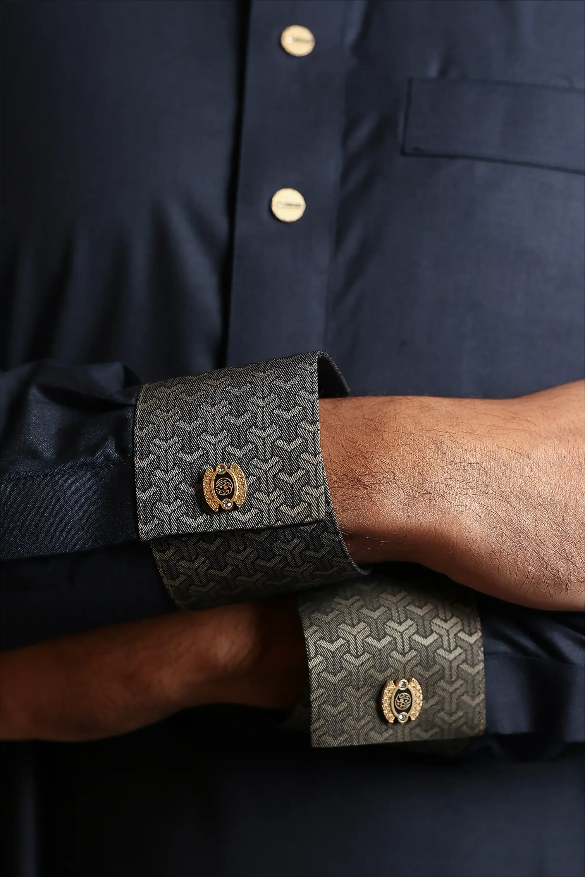 Diplomatic Blue Cutaway Thobe By Al noor- J153 - Image 6