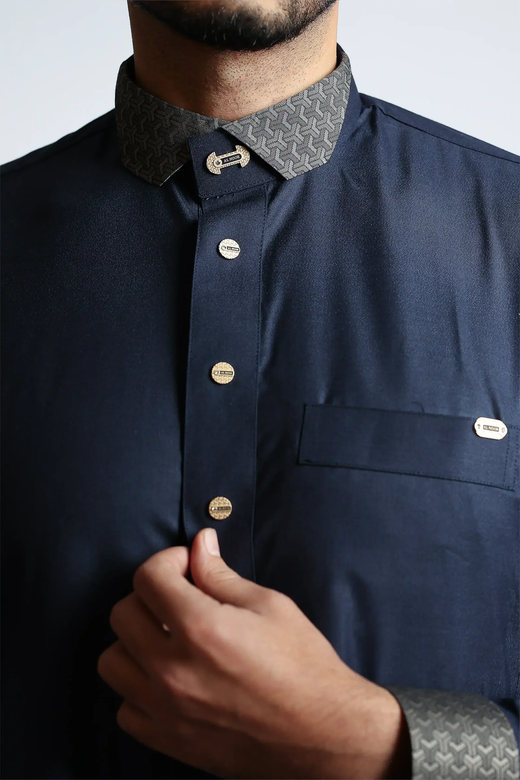 Diplomatic Blue Cutaway Thobe By Al noor- J153 - Image 7