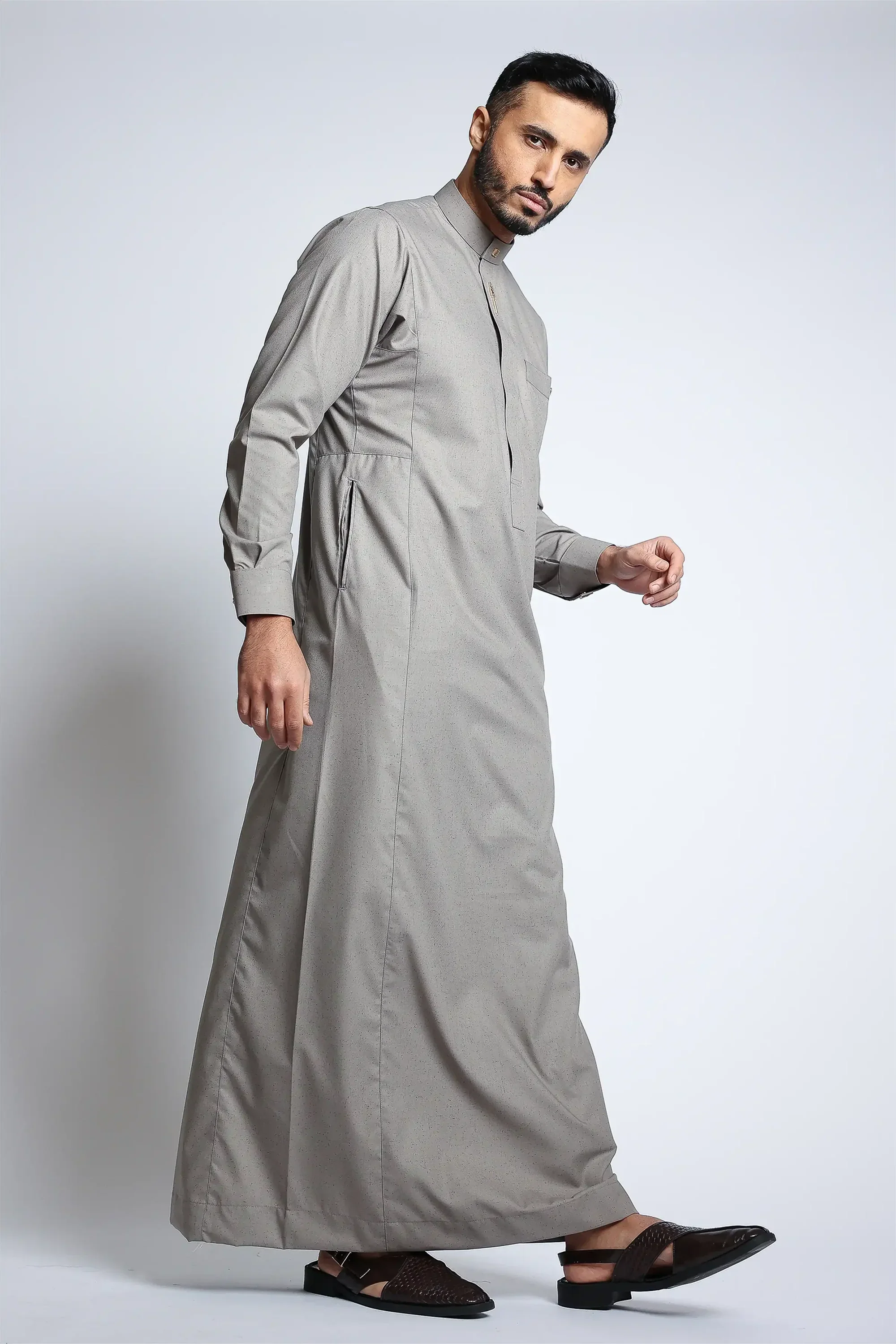 Harbour Fog Collar Thobe By Al noor- J134 - Image 4