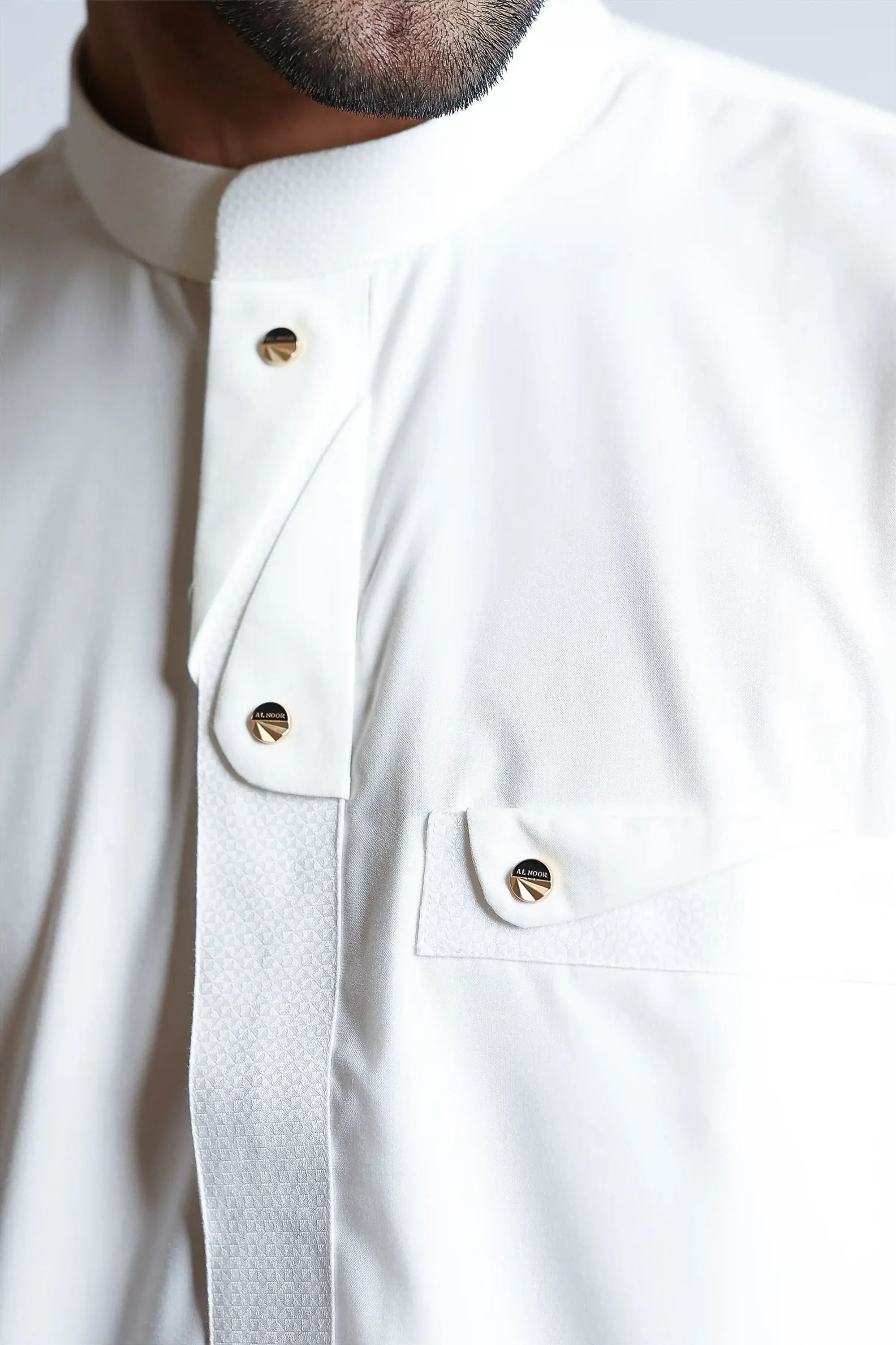 Cream Collar Thobe Thobe By Al noor- J135 - Image 5