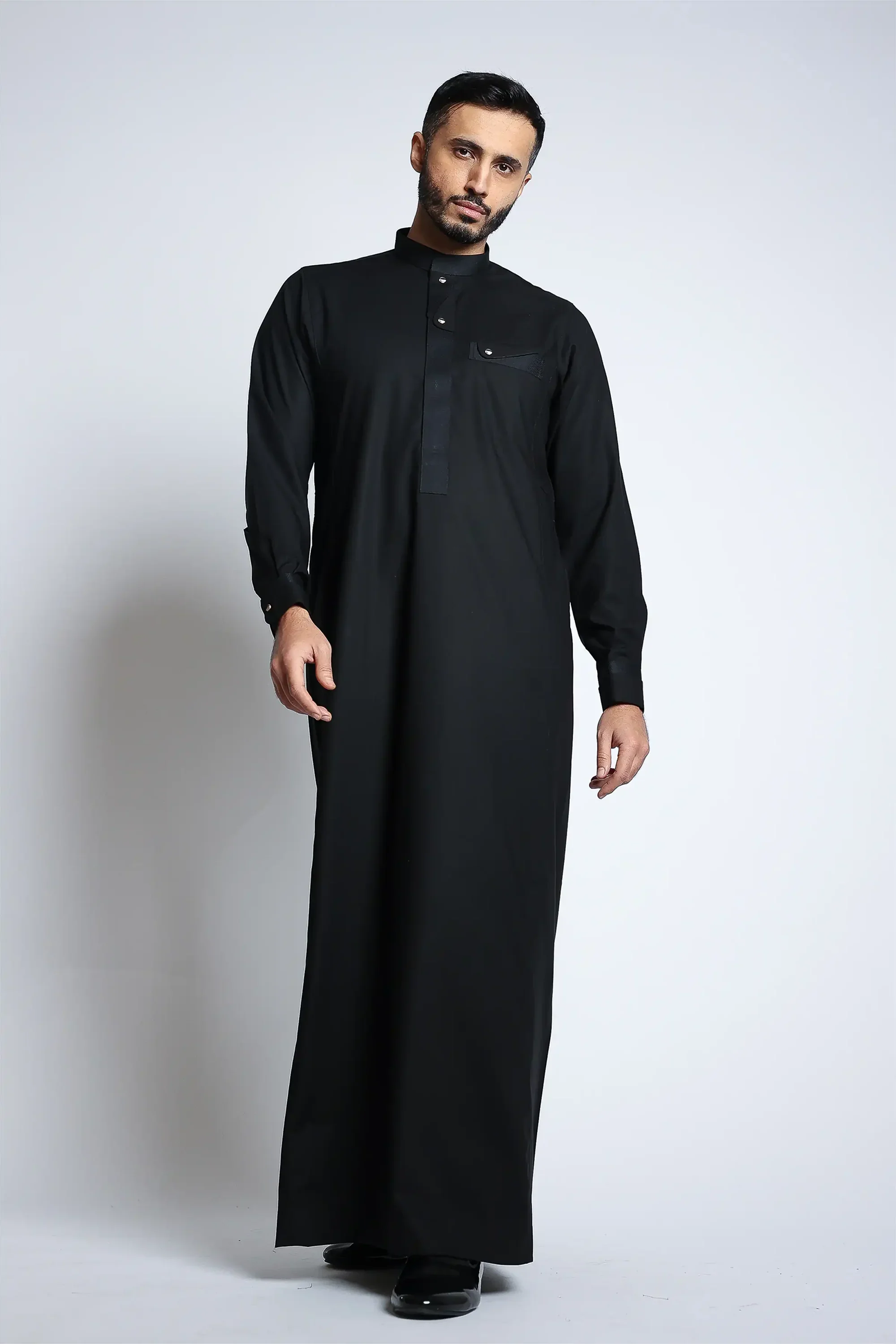 Lead Black Collar Thobe By Al noor- J135 - Image 3