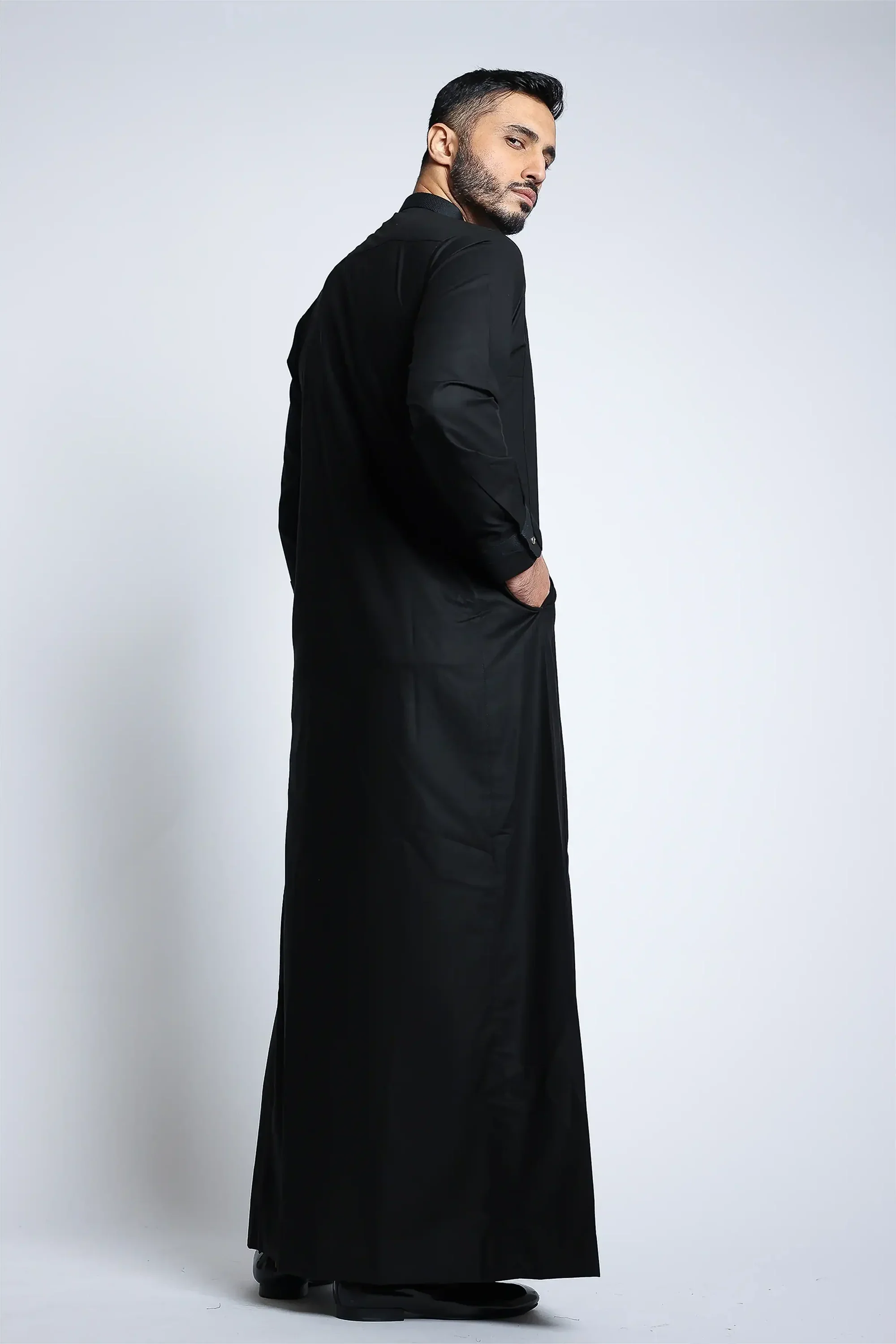Lead Black Collar Thobe By Al noor- J135 - Image 4