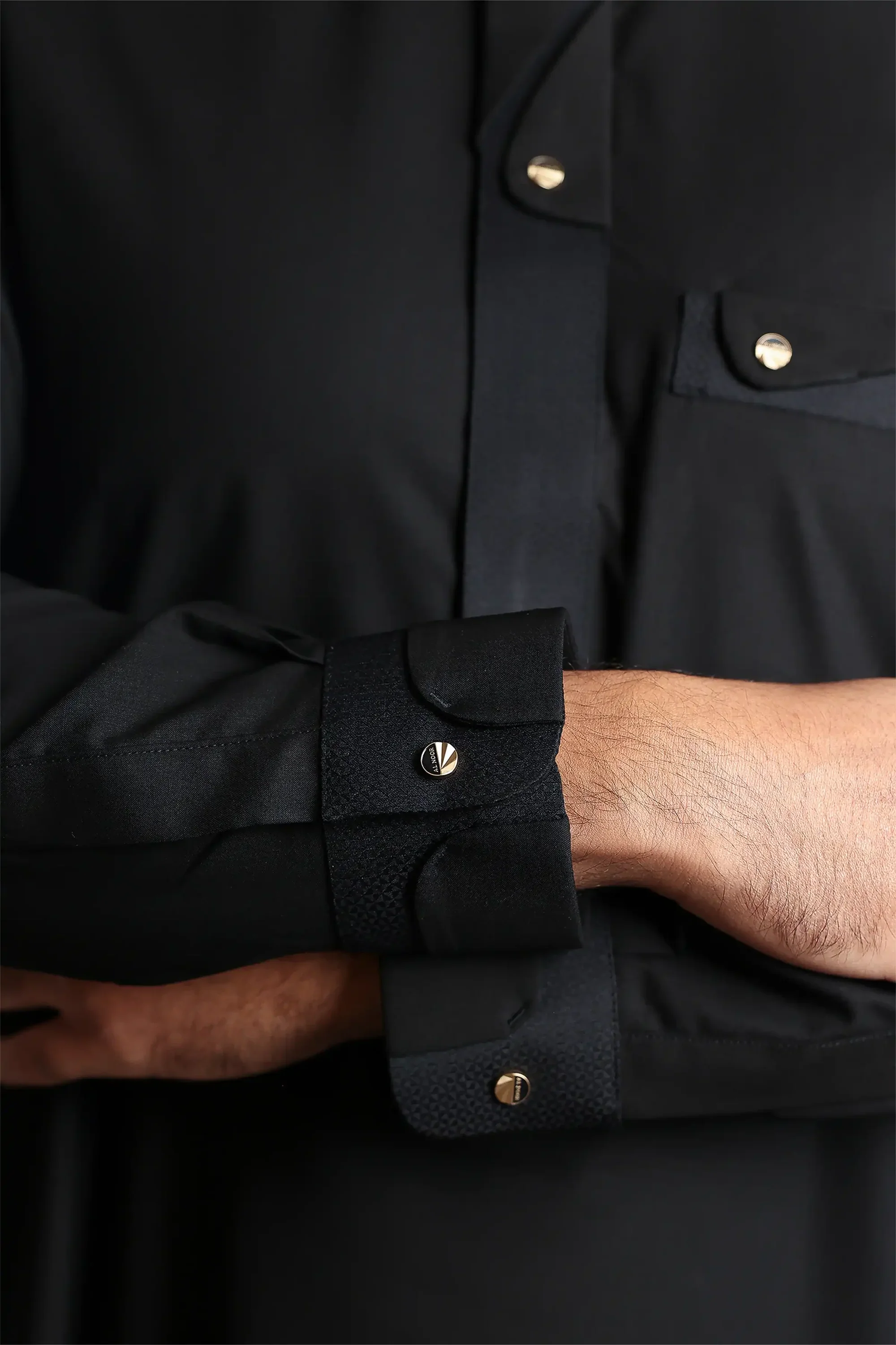 Lead Black Collar Thobe By Al noor- J135 - Image 5