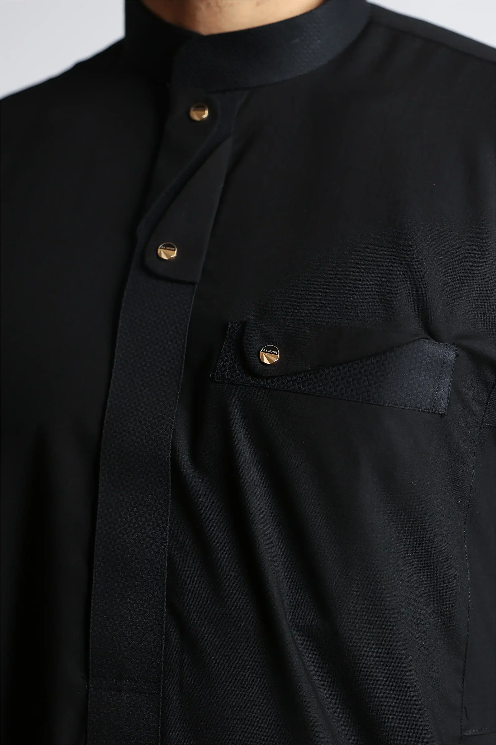 Lead Black Collar Thobe By Al noor- J135 - Image 6