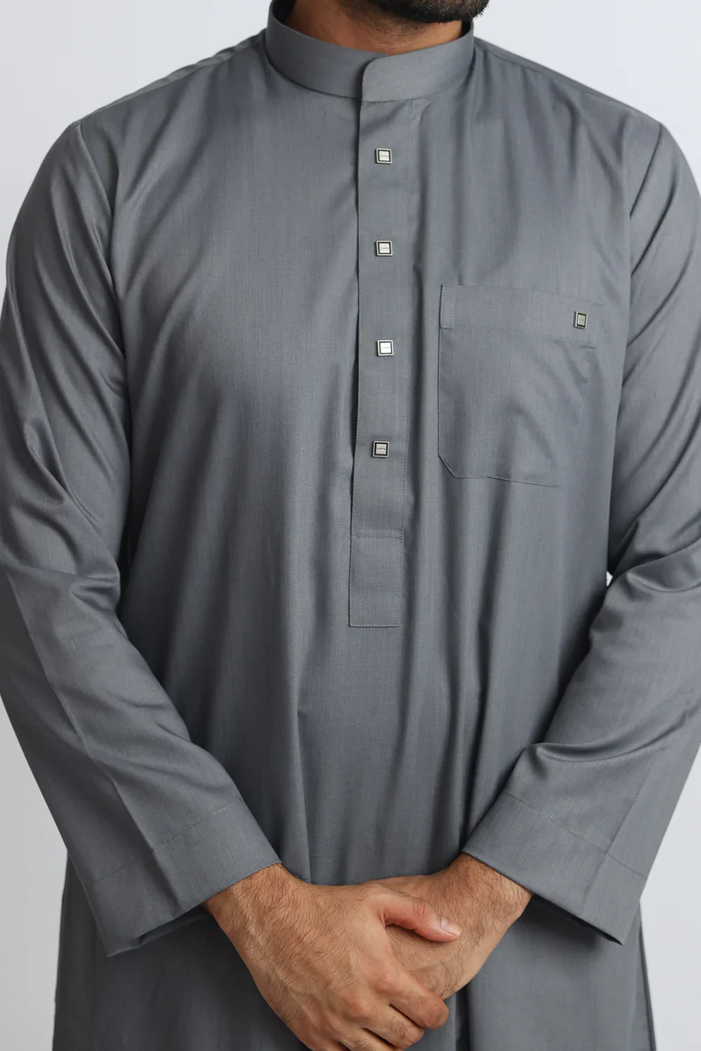 Saudi Collar Grey Thobe By Al noor- J1519 - Image 6