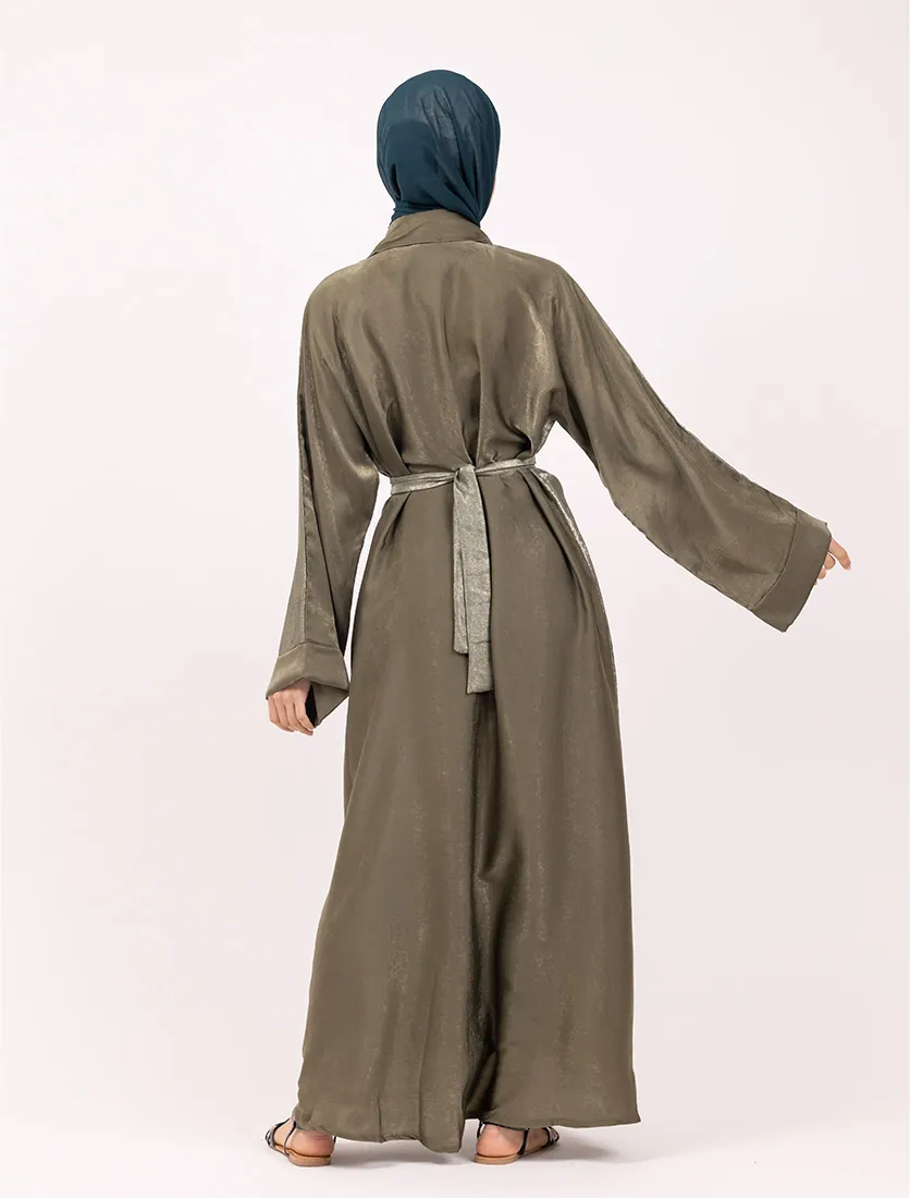 Khaki Jamila Open Abaya - Image 4