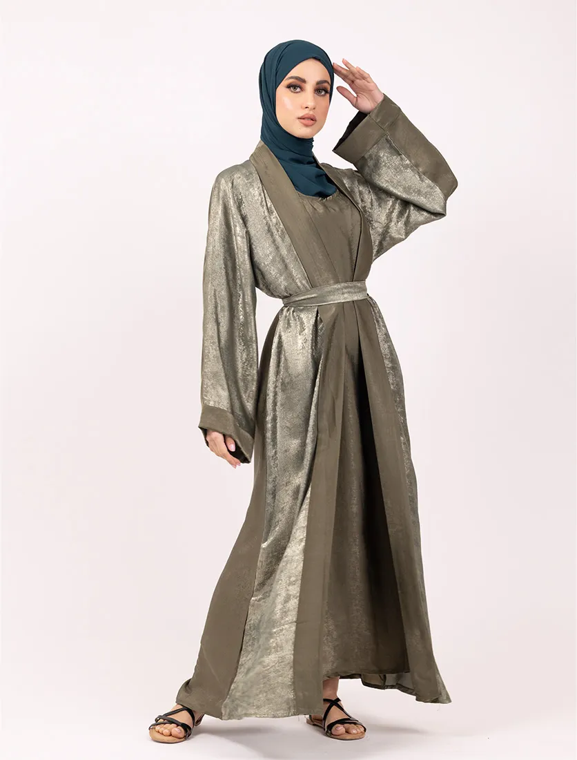 Khaki Jamila Open Abaya - Image 5