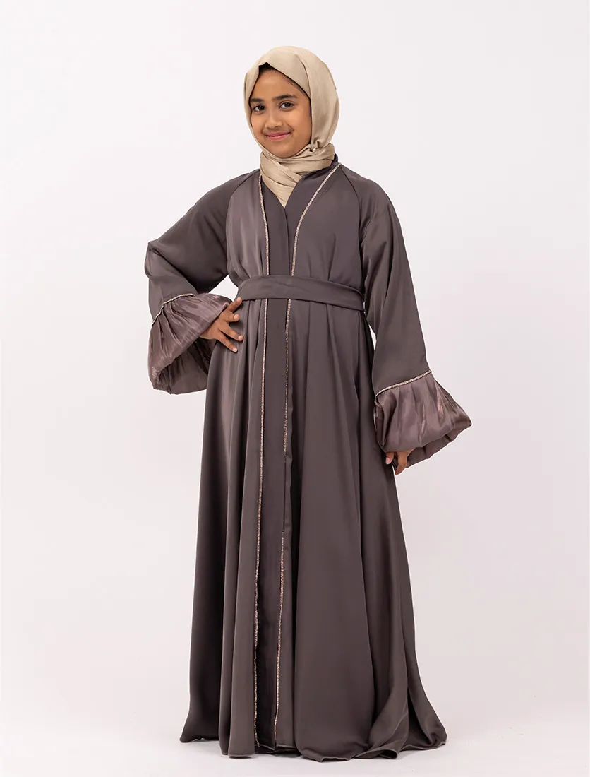 Mauve Regal Charm Girls Abaya - Image 3