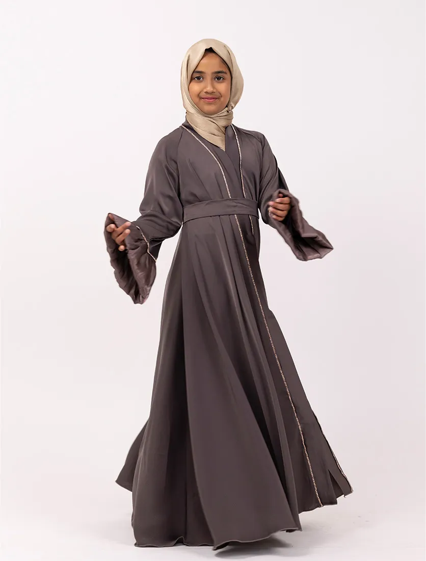 Mauve Regal Charm Girls Abaya - Image 4