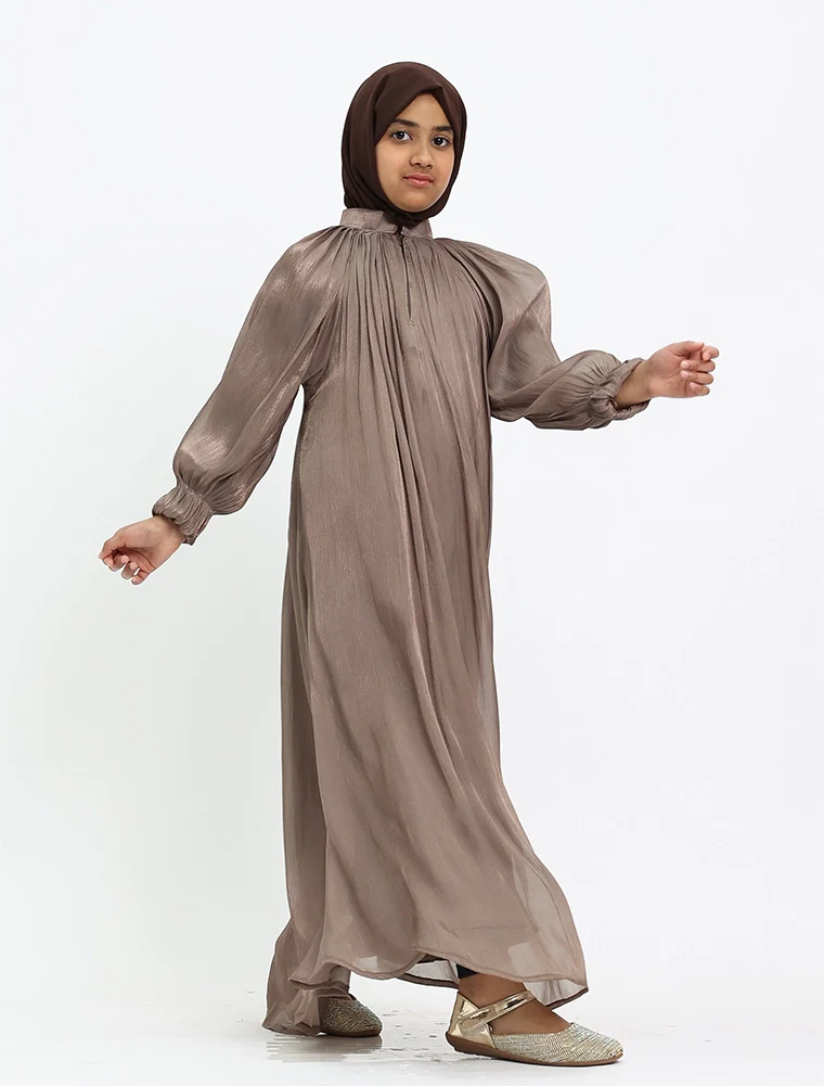 Mocha Organza Umbrella Girls Abaya - Image 5