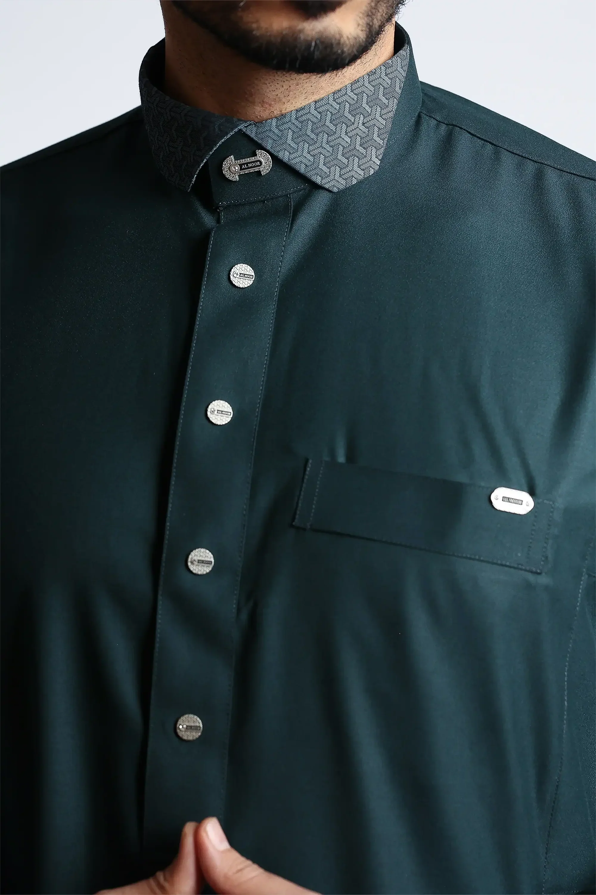 Storm Green Cutaway Thobe By Al noor- J153 - Image 3