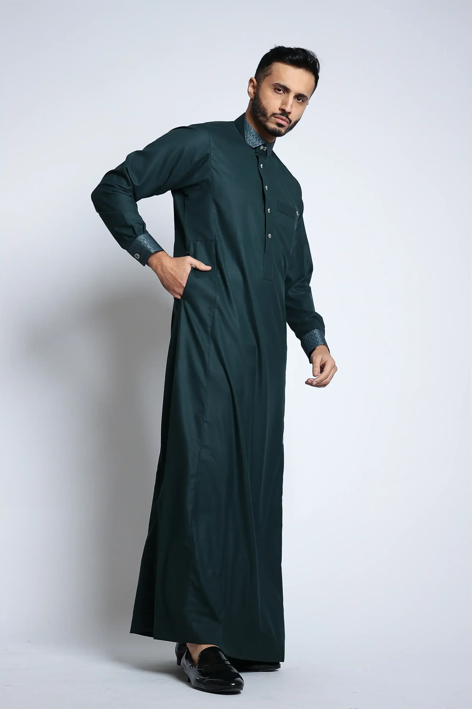 Storm Green Cutaway Thobe By Al noor- J153 - Image 4